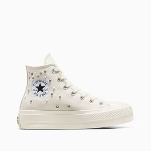 Never Worn - Rhinestone/ Pearl Platform Converse Sneakers